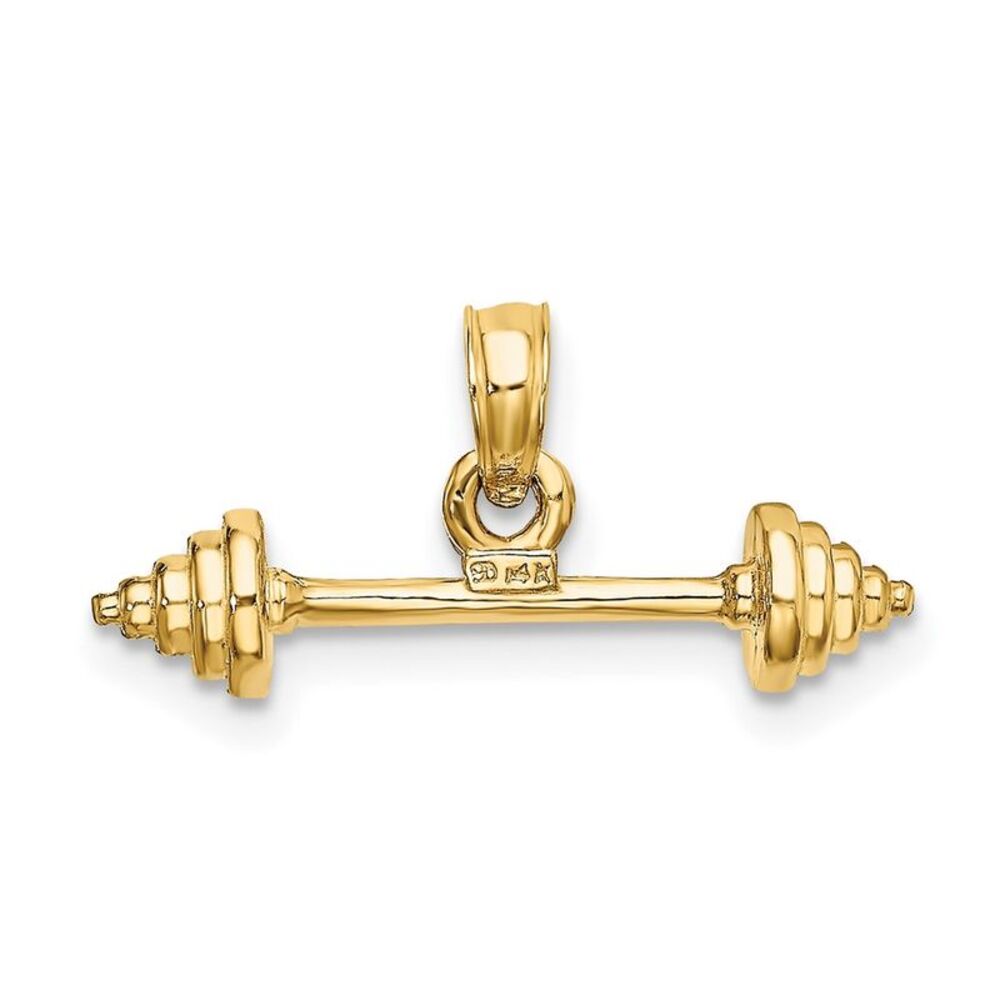10k Yellow Gold Solid Polished 3-D Dumbbell Charm - image 4